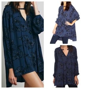 Free People Oversize Floral Foil Print Swing Tunic